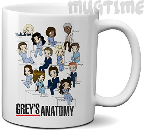 Mugtime (TM - Grey's Anatomy Doctors Drawing Characters Cute Coffee Tea TV Novelty Mug Cup - 330ml Ceramic
