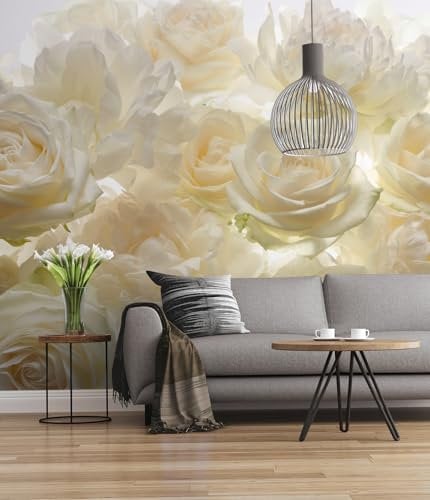 Komar Vlies Fototapete Shalimar Tapete, Wand Dekoration, Rosen, Blüten, Blumen, Natur, Schlafzimmer, Wohnzimmer | 007-DV3, Bunt, 300 x 250 cm (Breite x Höhe), Natur-007-DV3