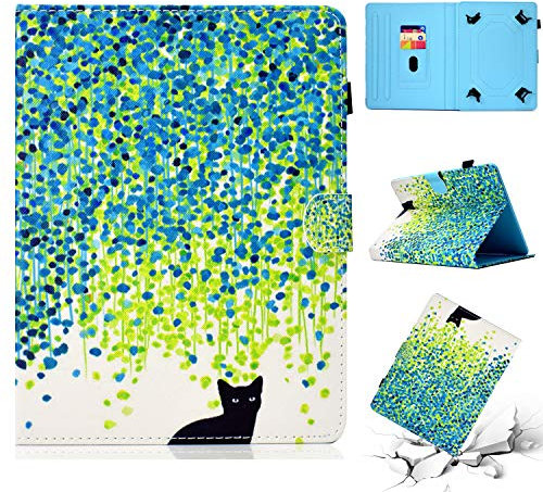 HereMore Universal Case for 7 Inch Tablet, Leather Stand Cover Protective Shell for Fire 7, Huawei MediaPad T3 7, Fusion5 7, Galaxy Tab A 7.0, Lenovo Tab E7/Tab3 7 Essential, iPad Mini, Cat