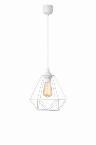 Hängeleuchte Hängelampe Pendelleuchte schöne Lampe Leuchte Modern Schwarz Grau Weiß Kugel E27 Loft 711-1-New (Kegel, Weiß)