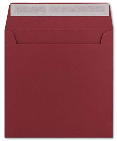 1000 Quadratische Brief-Umschläge Dunkel-Rot - 15,5 x 15,5 cm - 120 g/m² Haftklebung stabile Kuverts ohne Fenster - von Ihrem Glüxx-Agent