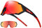 JEPOZRA Sonnenbrille Herren Polarisiert Schnellebrille mit 3 Wechselgläser Sports Fahrradbrille Anti-UV400， für MTB Klettern Angeln Skifahren Unisex (Black red)