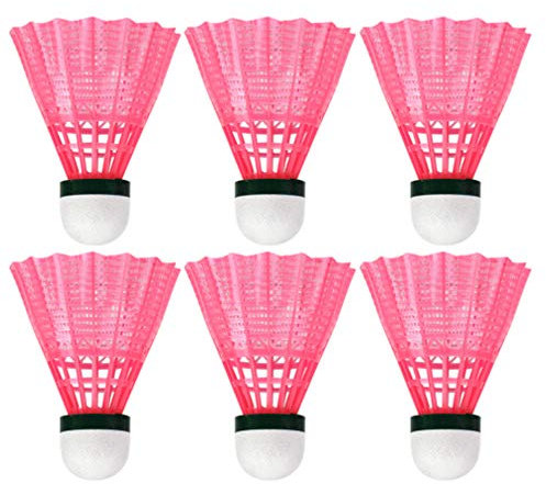 LIOOBO 6 Stück Kunststoff Badminton Ball langlebig Sport Trainingsball Federbälle Spielen Bälle für Outdoor-Schulübung Zubehör - pink