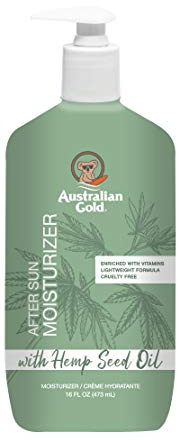 Australian Gold After Sun Moisturizing Lotion with Hemp Seed Oil, Enriched with Caffeine, Vitamin Blend, Dye Free, Vegan & PETA Approved, 16 Ounces