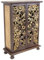 Oriental Galerie Schrank Wandschrank Holzschrank Kommode Carving 90 cm Blattgold Holz Rattan Braun Gold Schnitzerei Blumen mit Vogel