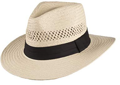 SCIPPIS Salerno – Leichter Sommerhut aus Papierstroh, Fedora/Traveller Form, luftdurchlässige Krone & schwarzes Hutband – Natur, S–XL (DE/NL/SE/PL, Alphanumerisch, S, Natur)