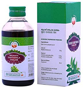 Venus Exports Lot de 2 paquets de 2 Vaidyaratnam Oushadhasala Brugath Danthapala Thailam 200 ml