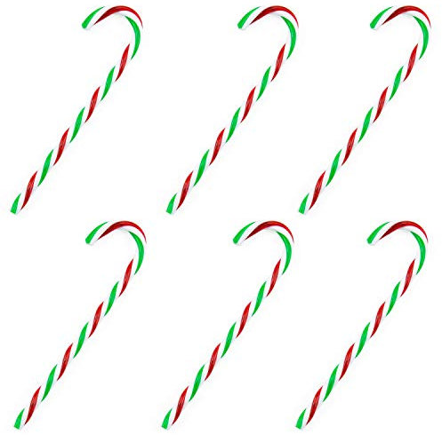 TRIXES Rote, weiße und grüne Zuckerstange – Weihnachtsbaumschmuck – Dekoration für drinnen oder draußen – Küche, Weihnachtsbaum oder Garten – 6er-Pack