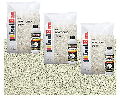 Isolbau Steinteppich SET Marmorkies 75kg + Bindemittel bis 7,5m² Botticino 1/4mm Epoxidharz, Terassenboden, Natursteinboden Marmorkies Bodenbelag, Steinboden Bodenbeschichtung, Marmorstein Innen Außen