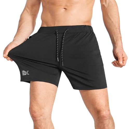 BROKIG Herren Sport Shorts Schnell Trocknend Kurze Hose Sporthose Trainingsshorts für Laufsport(Schwarz,L)