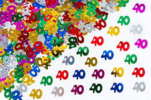 Konfetti-Folie, 56 g, mehrfarbig, zum 40. Geburtstag, Metallic-Glitzer, Tischstreu, Streusel, Alter Geburtstagsparty-Dekoration
