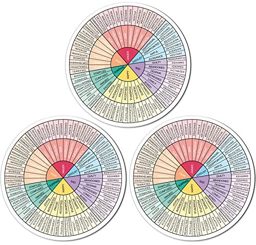 Weewooday Emotions-Radmagnet, 12,1 cm, Gefühle, Emotionen, Diagramm, Kühlschrank, psychische Gesundheit, Geschenke, Sozialberater, Arbeiter, Aufkleber, Schule, Büro, Dekoration, helle Farben, 3 Stück
