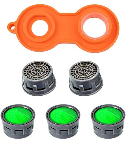 Mischdüsenschlüssel als Service Schlüssel und 5 Luftsprudler für Wasserhähne mit Perlator, Perlatorschlüssel und Luftsprudler im Set, Größe 20,9 mm für verschiedene Gewinde