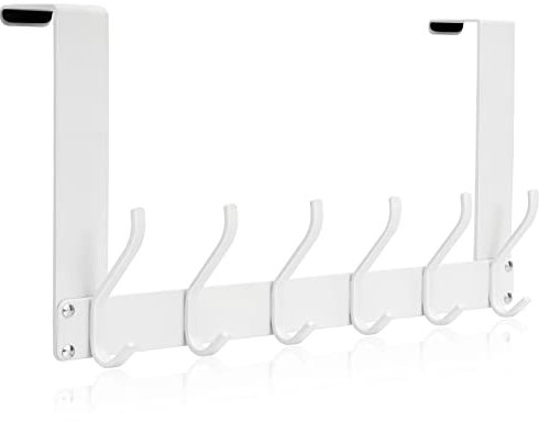Uross Foldable Over The Door Hooks, Heavy Duty Over Door Hanger, Behind The Door Hook Rack for Hanging Jackets Coats Hoodies Towels Scarfs Clothes Hats Handbags Backpacks -White