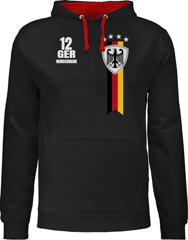 Pullover Herren Frauen Hoodie Kontrast zweifarbig - 2026 Fussball Fanartikel - Germany WM Fan Deutschland - 4XL - Schwarz/Rot - pulli fußball em kapuzenpullover fußball. europa oodie fussball-wm