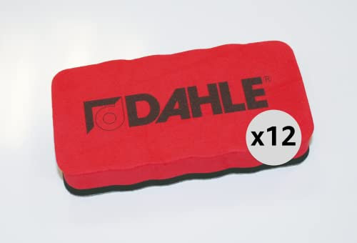 Dahle Whiteboard-Radiergummi (Magnetischer Wischer zur Trockenreinigung auf vielen Oberflächen) rot Multipack 12 Stück
