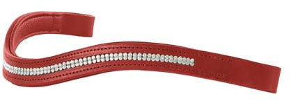 Harrison Howard Gebogenes gepolstertes Leder-Stirnband für Zaumzeug, mit Diamantverzierung, Rot, Größe M