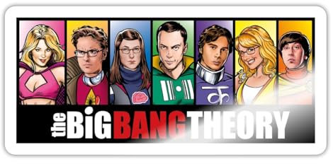 Spreadshirt The Big Bang Theory Comic Gruppenbild Sticker Aufkleber, 10 x 10 cm, Weiß glänzend