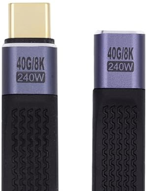 cablecc USB4 40Gbps Extension Straight Cable Male to Female Slim Flat with 240W Power and 8K@60Hz Video 13cm
