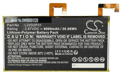 vhbw Akku kompatibel mit Lenovo Tab P11 Pro | TB132F, TB-J706 Tablet Pad (8000 mAh, 3,87 V, Li-Polymer)