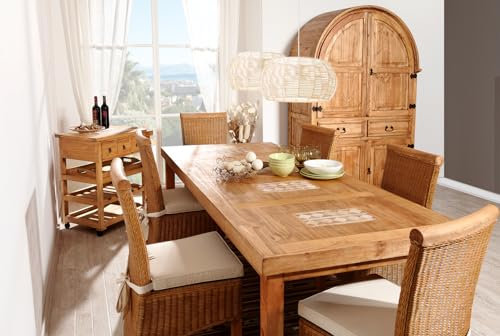 1a Direktimport Mexico Möbel Esstisch Tafel 240cm - Pinie Massivholz mit Marmor - Landhausstil