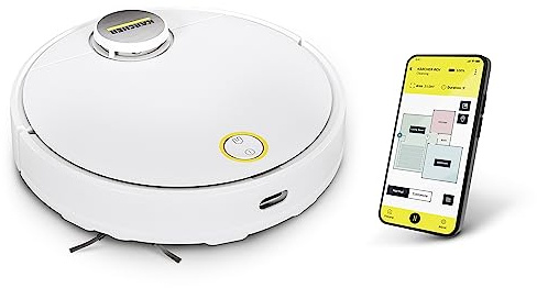 Kärcher RCV 3 Robot Vacuum Cleaner with Mop Function 2500Pa- Remote Control via App, LiDar Laser Navigation - Floor Mapping, Obstacle Detection - 120 min Run-Time - for Hard Floors and Carpets