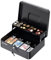 POS VALLEY Boîte à valeurs portable en fer, avec plateau porte-pièces et ressorts en acier ferme billets, serrure de sécurité 30 x 24 x 9 cm (noir)