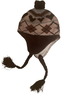 Hochwertige Norwegische Mütze, Beanie mit Ohrenklappen, One Size, Unisex, Braun, Einheitsgröße