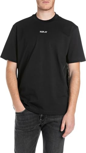 Replay Herren T-Shirt Kurzarm mit Rundhalsausschnitt, Black 098 (Schwarz), XL