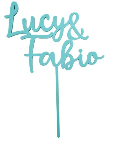 Personalisierter Cake Topper aus Acryl mit Wunschname in Wunschfarbe zweizeilig