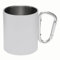 Preiswert & Gut Thermo Trinkbecher aus Edelstahl für Kaffee to go – 300 ml, doppelwandig, ideal für Camping und unterwegs, Becher mit Karabinerhaken – elegantes Design in Weiß/Silber (Weiß)