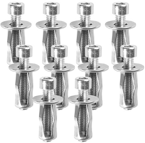 10 juegos de tuercas de pétalos con tornillo, M6 x 25 mm, tornillo de expansión, forma de pétalo, tuercas de expansión, tuercas de expansión, tacos de metal para placas de yeso y paredes huecas