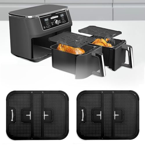2 Stück Silikon Spritzschutz für Ninja Foodi Max Dual Zone AF400EU & AF451EU Heißluftfritteuse Zubehör für Ninja Heißluftfritteuse, Verhindert Fettspritzer, Wiederverwendbar & Leicht zu Reinigen