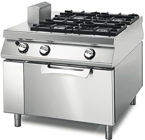 Cuisinière à Gaz avec 4 Brûleurs sur Four Électrique Statique, Tableau de Contrôle sur Deux Côtés - Virtus