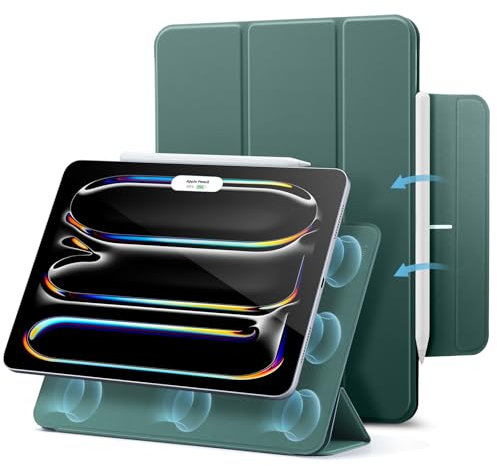 ESR for iPad Pro 11 inch Case (2024), Powerful Magnetic Attachment, Slim Trifold Stand Case, Supports Apple Pencil Pro and Pencil (USB-C), Auto Wake/Sleep, Durable Protection, Rebound Series, Green