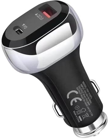 Cargador rápido para coche, cargador de coche de 2 puertos, adaptador de teléfono móvil, adaptador de carga de protección contra sobrecarga con una potente salida de 48 W, bloque de carga compacto