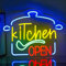 LMSIGNLY Restaurant Neonzeichen Küche offene Neonlichter grüner Löffel rote offene Neonlichter für Wanddekor dimmbar Neon offene Zeichen für Geschäft Geschäft Haus Küche USB Powered