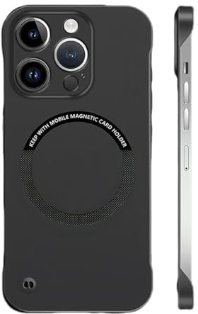 Frameless Matte Ultra Thin Magnetic Case for Iphone 16 Pro Max, 16/15/14/13, Hard Pc Slim Case Compatible with Magsafe (Black,for iphone 14 pro)
