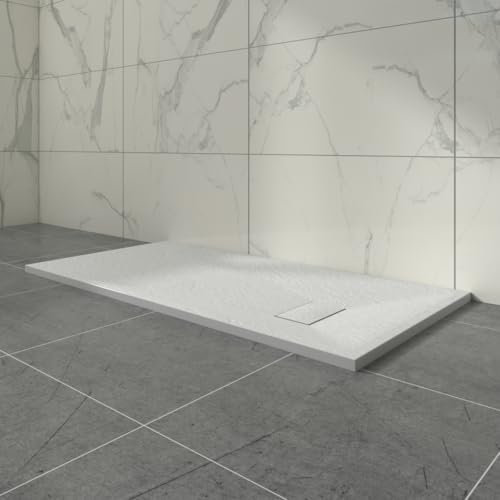 Aquariss SMC Slate Effect Shower Enclosure Tray 1500x700mm Rectangular Wetroom Shower Base White