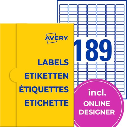 AVERY Zweckform P4911-50 Wetterfeste Folienetiketten (9.450 Klebeetiketten, 25,4x10mm auf A4, extrem stark selbstklebend, wasserfest, strapazierfähig, bedruckbare Outdoor Klebefolie) 50 Blatt, weiß