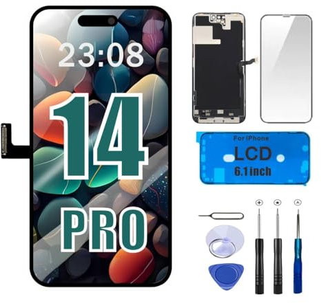Select US Ersatzdisplay für iPhone 14 Pro, 15,5 cm (6,1 Zoll) LCD-Incell-Bildschirm mit 3D-Touch-FHD-Montage & Digitizer, inklusive Reparaturwerkzeug-Set, Displayschutzfolie, wasserdichter Rahmen für