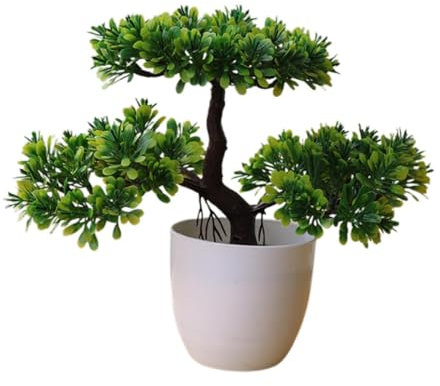perfk Albero Bonsai Artificiale Piccole Piante Finte Benvenuto Piante Finte da Interno in Vaso Albero Bonsai per Scrivania da Ufficio Giardino da Fattoria
