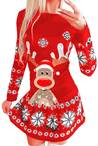 Xiaojiu Rockabilly Swing Robe de Bal sans Manches,Robe Noel Femme Enceinte Robe Sequins Femme Disco Robe Ceremonie Femme Chic Et Elegant Robe Longue Hiver Femme Grande Taille (Rouge71,L)