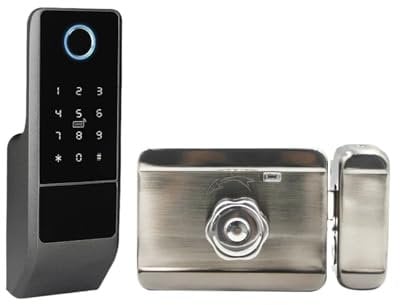diacyxwf Fingerprint Gate Lock,Tuya Wifi Outdoor Smart Door Lock,Digital IC Card Rim Electronic Door Lock,Suitable For Home Garden(Waterproof (no APP))