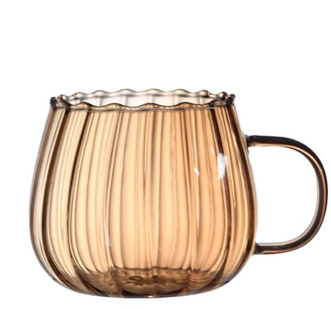 Tazas de de calabaza de 400 ml, tazas de café transparentes con forma de calabaza, taza de café con asa, taza de agua de vidrio, tazas de té y leche