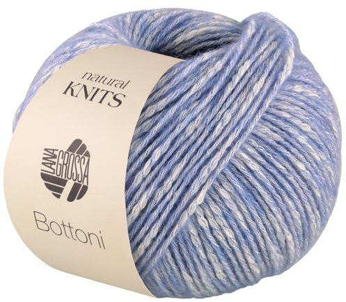 LANA GROSSA Bottoni | Baumwoll-Viskosegemisch mit Merinofasern | Handstrickgarn aus 53% Baumwolle, 24% Viskose & 23% Schurwolle | 50g Wolle zum Stricken & Häkeln | 125m Garn FB 7