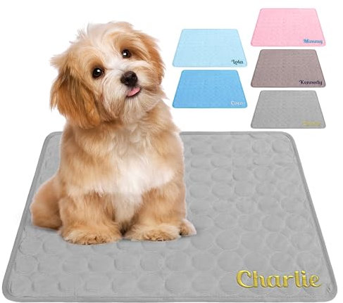 NIBESSER Personalisierte Kühlmatte für Hunde Selbst Kühlende Hundematte Sommer maßgeschneiderte Name Kühlkissen rutschfeste hundematte für Zuhause Unterwegs oder im Auto