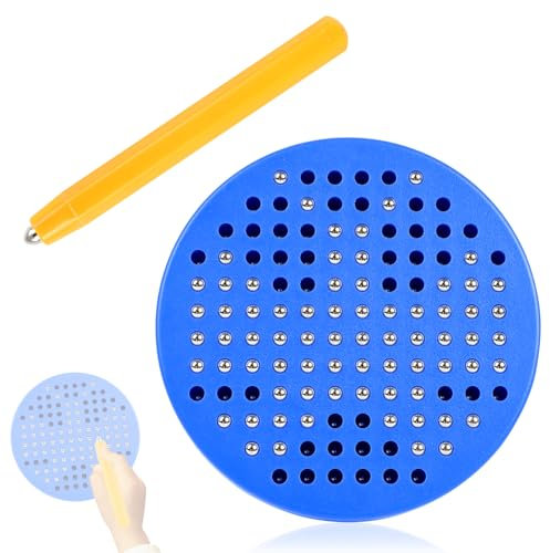 SULOLI Mini Magnetische Zeichentafel,Zaubertafel,Pädagogisches Zeichentablett,Magnet Spiel mit Kugeln und magnetischem Stift für Kinder Schul Familie（blau）