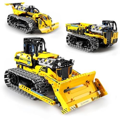 INSOON 3 IN 1 Ferngesteuertes Technik Auto Bauspielzeug Set with Aufladbare Batterie,452 Stück Bulldozer Kipplaster Raupenfahrzeug,STEM Technic Bausätze Baukasten Geschenke für Kinder Jungen ab 6-12+