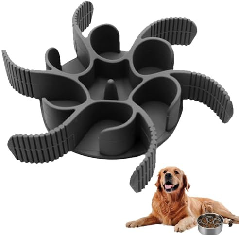 keyxer Gamelle Anti Glouton Chat pour Chien & Chat | d'alimentation Lente avec Insert Découpable | Base Ventouse Antidérapante | Favorise Digestion Saine (Couleur Gris),Gamelle pour Chien